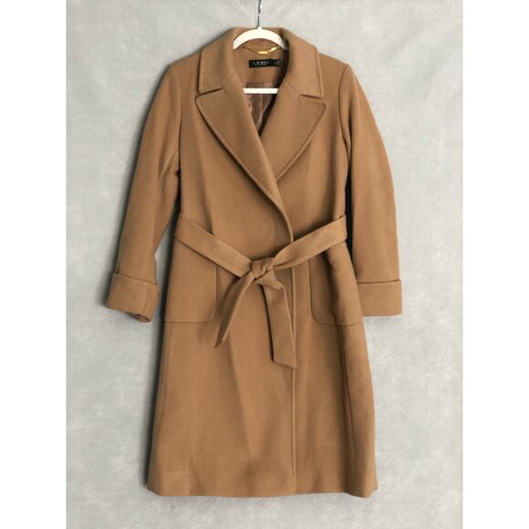 Lauren Ralph Lauren Women's Size 2 Belted Wool & Cashmere Blend Wrap Coat NEW - Picture 1 of 6